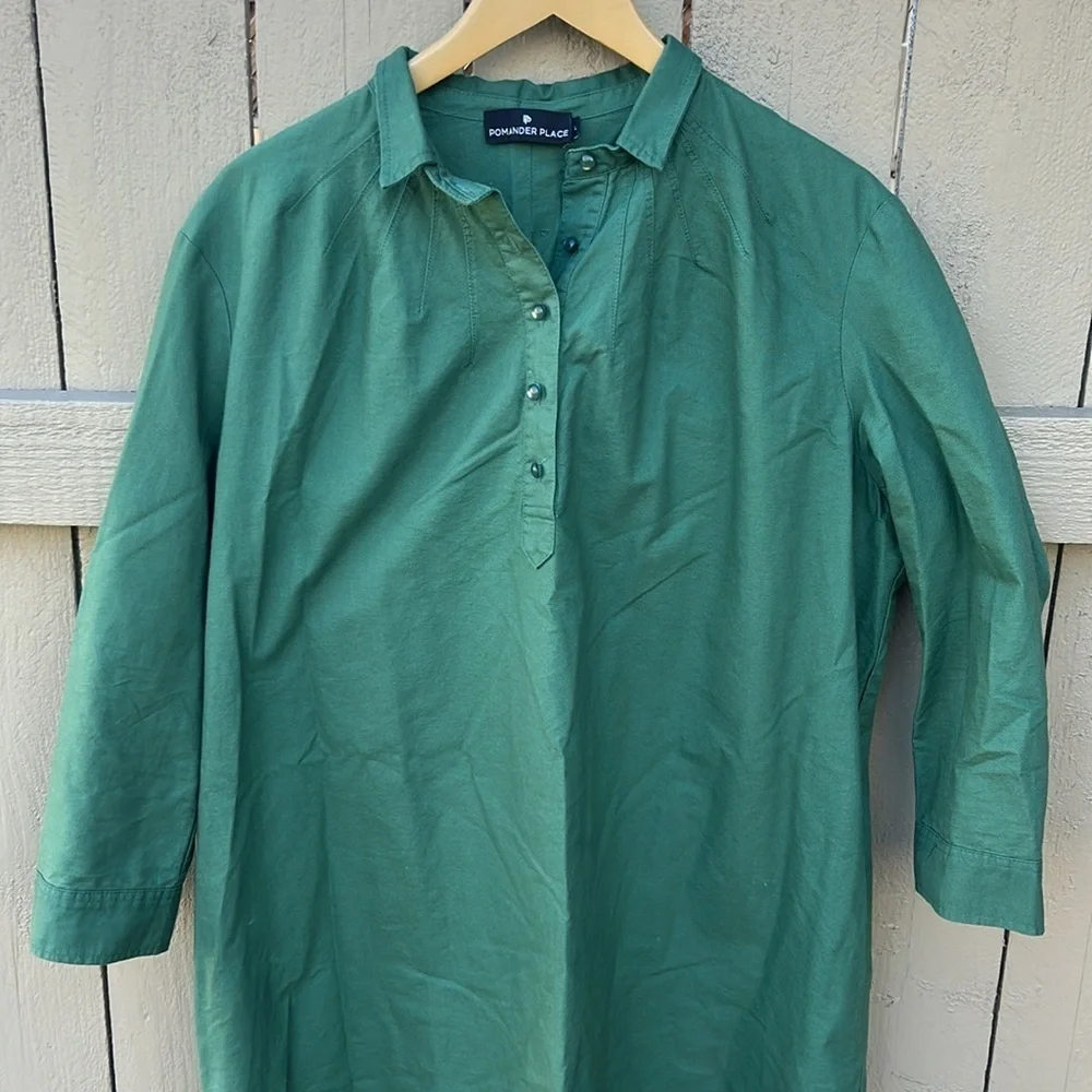 Tuckernuck Pomander Place Polly Shirt Dress Green Mini Length Resortwear Spring - Picture 5 of 11